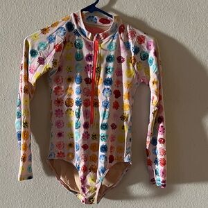 Crewcuts Floral Long Sleeve One Piece Swimsuit - Multicolor